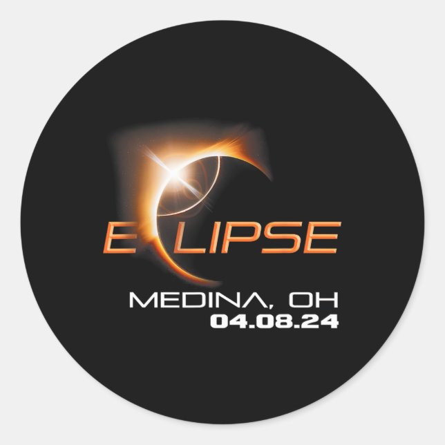 Adesivo Redondo Total Solar Eclipse Medina Ohio (Frente)
