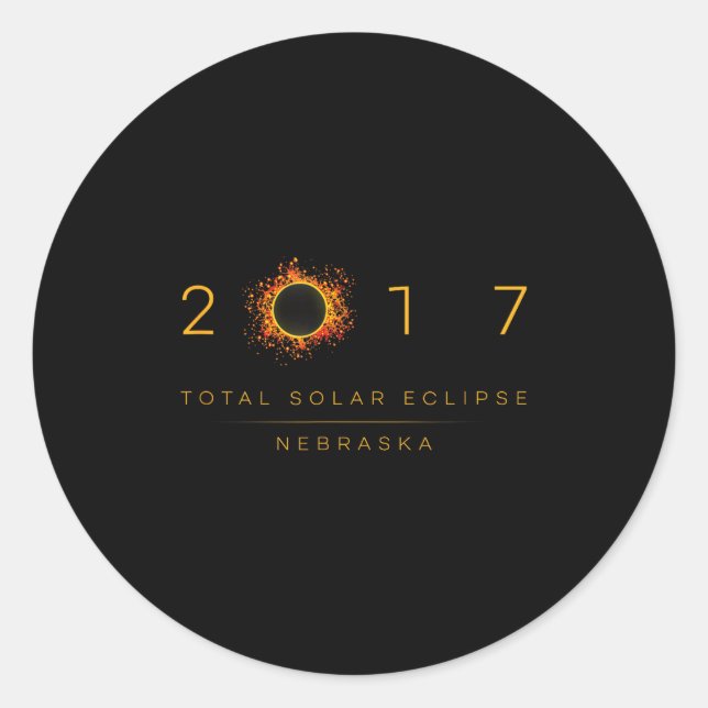 Adesivo Redondo Total Solar Eclipse Nebraska 2017 (Frente)