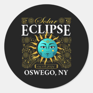Adesivo Redondo Total Solar Eclipse Oswego Nova Iorque 2024 Totali