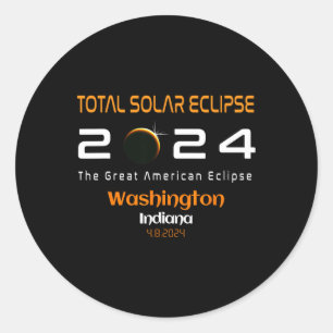 Adesivo Redondo Total Solar Eclipse Path 2024 Washington Indiana I