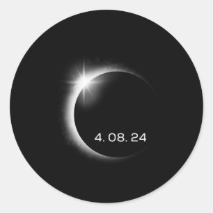 Adesivo Redondo Total Solar Eclipse Primavera de 8 de abril de 202