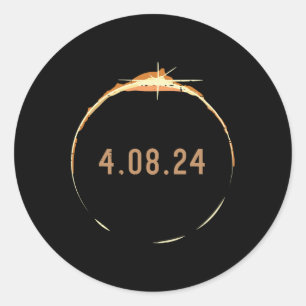 Adesivo Redondo Total Sun Eclipse Solar 2024 Totalidade abril 8 Wo
