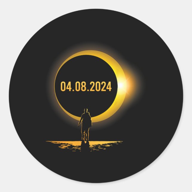 Adesivo Redondo Totalidade 04 08 24 Eclipse Solar Total Engraçado  (Frente)