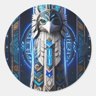 Adesivo Redondo Totalidade Azul Branco Raven