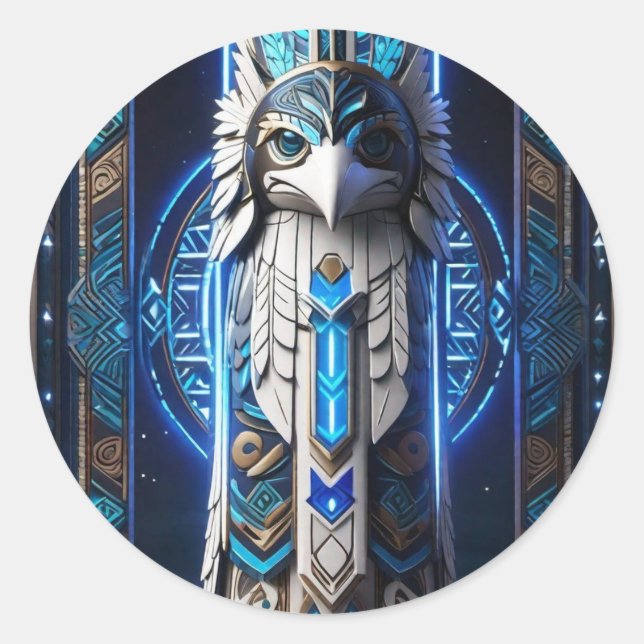 Adesivo Redondo Totalidade Azul Branco Raven (Frente)