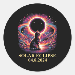 Adesivo Redondo Totalidade do Cat Solar Eclipse 2024 abril 8 Homen