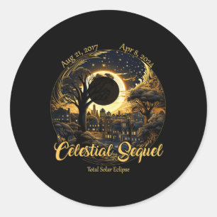 Adesivo Redondo Totalidade do Eclipse Celestial Total 2017