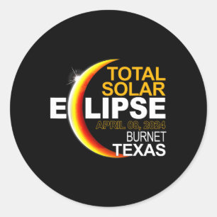 Adesivo Redondo Totalidade do Texas Solar Eclipse 2024 abril 8