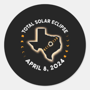 Adesivo Redondo Totalidade do Texas Total Solar Eclipse 2024 abril