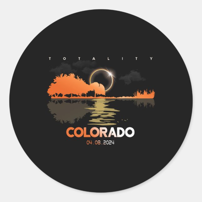 Adesivo Redondo Totalidade do Violão Solar Eclipse Colorado (Frente)