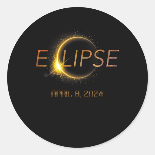 Adesivo Redondo Totalidade Eclipse 4.08.24 Eclipse Solar Total 202 (Frente)