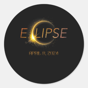 Adesivo Redondo Totalidade Eclipse 4.08.24 Eclipse Solar Total 202