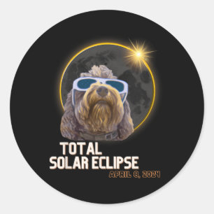 Adesivo Redondo Totalidade Eclipse Solar Goldendoododle com Eclips