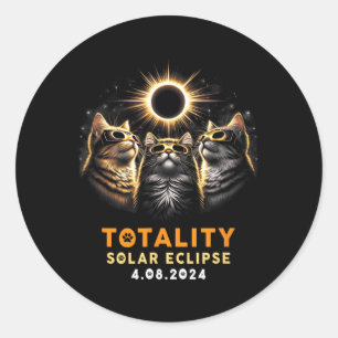 Adesivo Redondo Totalidade Gatos Vestindo Eclipse Solar Gles 4.08.