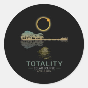 Adesivo Redondo Totalidade Primavera 4 08 24 Eclipse Solar Guitarr