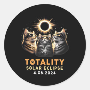 Adesivo Redondo Totalidade Três Gatos Vestindo Óculos Eclipse Sola