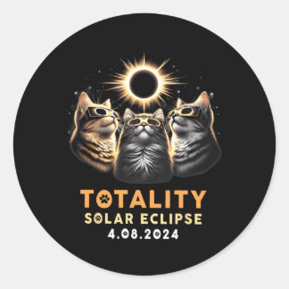 Adesivo Redondo Totalidade Três Gatos Vestindo Óculos Eclipse Sola