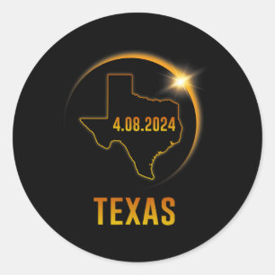 Adesivo Redondo Totality Solar Eclipse 8 de abril de 2024 Texas