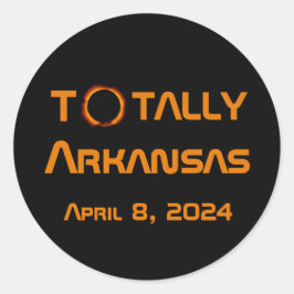 Adesivo Redondo Totalmente Arkansas 2024 Eclipse Solar