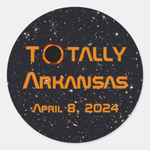 Adesivo Redondo Totalmente Arkansas 2024 Eclipse Solar