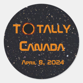 Adesivo Redondo Totalmente Canadá 2024 Eclipse Solar
