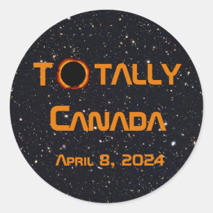 Adesivo Redondo Totalmente Canadá 2024 Eclipse Solar
