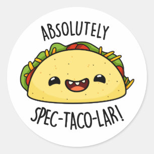 Adesivo Redondo Totalmente Spec-Taco-Lar Cute Taco Pun