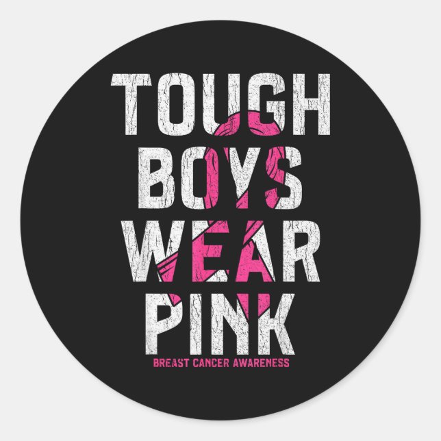 Adesivo Redondo Tough Boys Wear Nk Breast Cancer Awareness Shirts  (Frente)