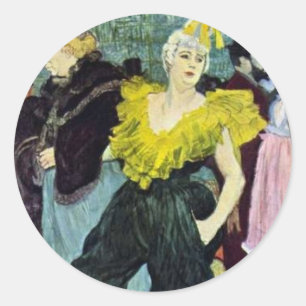 Adesivo Redondo Toulouse Lautrec a imagem do vintage de Clowness,