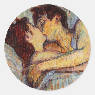 Adesivo Redondo Toulouse-Lautrec Na Cama Dos Beijos