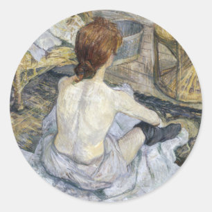 Adesivo Redondo Toulouse-Lautrec - Ruiva / A Toilette
