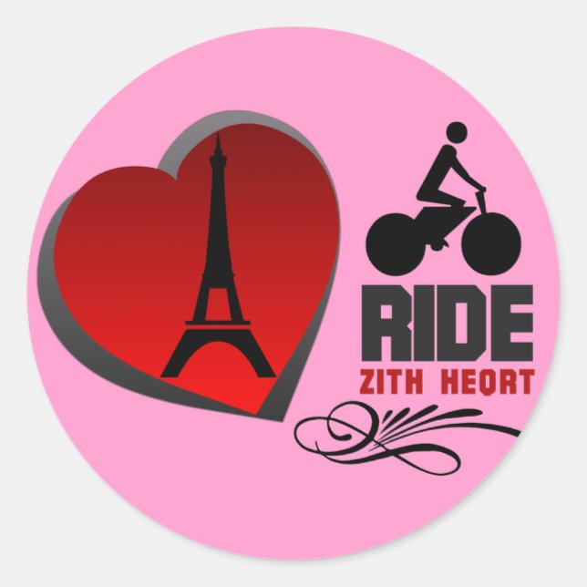 Adesivo Redondo Tour De France Paris Heart (Frente)