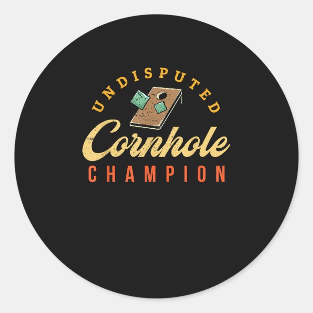 Adesivo Redondo Tournament Win Cornhole Champ (Frente)