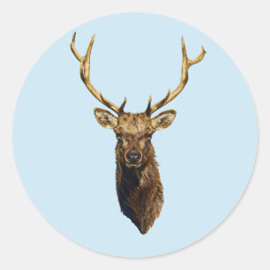 Adesivo Redondo Touro Elk Cabeça Natureza animal Arte selvagem