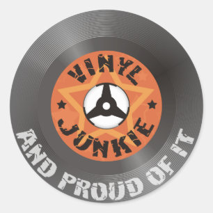 Adesivo Redondo Toxicómano do vinil - e orgulhoso dele