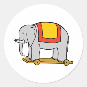 Adesivo Redondo Toy Elephant Vintage Art Sticker