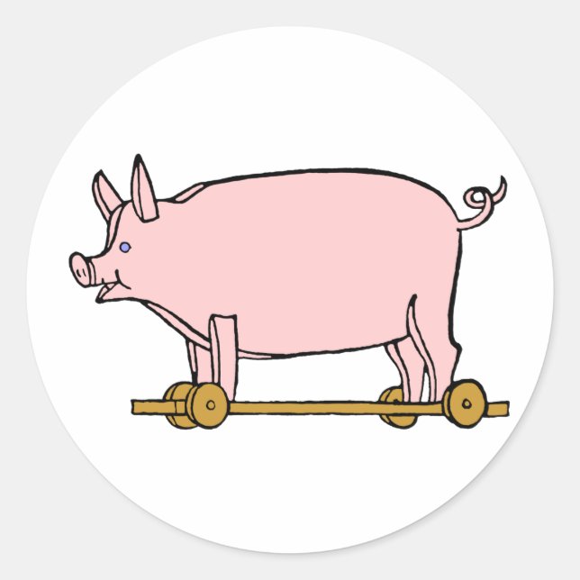 Adesivo Redondo Toy Pig Vintage Art Sticker (Frente)