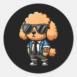 Adesivo Redondo Toy Poodle Eu Adoro Tatuagem De Cachorro Engraçado