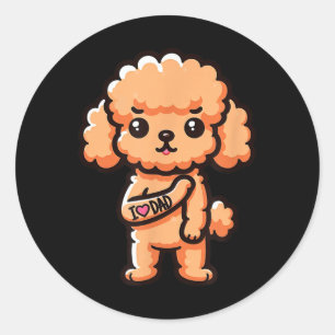 Adesivo Redondo Toy Poodle I Adoro Pai Engraçado Cachorro Tatuagem