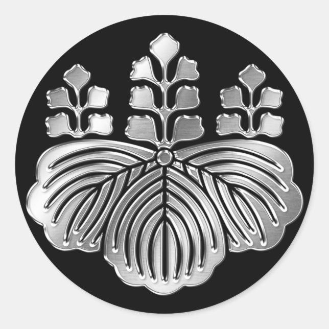 Adesivo Redondo Toyotomi Clan Kamon Silver Chrome (Frente)