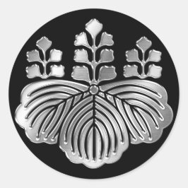 Adesivo Redondo Toyotomi Clan Kamon Silver Chrome