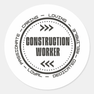 Adesivo Redondo Trabalhador de Construção