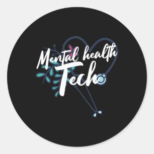 Adesivo Redondo Trabalhador de Saúde da Tecnologia de Saúde Mental