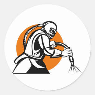Adesivo Redondo trabalhador do sandblaster do sandblasting do