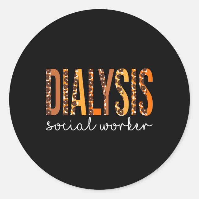 Adesivo Redondo Trabalhador Social Diálise Leopard Queda Outono Gr (Frente)