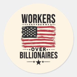 Adesivo Redondo Trabalhadores com bandeira bilionária nos Estados