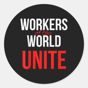 Adesivo Redondo Trabalhadores Do Mundo Unem