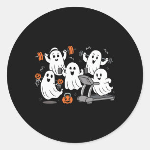 Adesivo Redondo Trabalhando Com Malhação De Camisa De Halloween De