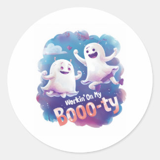 Adesivo Redondo Trabalhando no meu Booo-ty