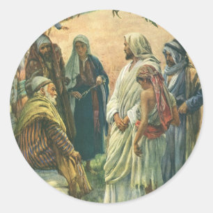 Adesivo Redondo Trabalhando no Sábado, Religião Vintage
